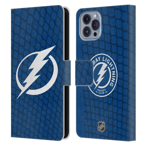 NHL Tampa Bay Lightning Net Pattern Leather Book Wallet Case Cover For Apple iPhone 14