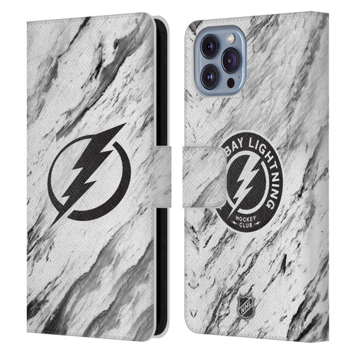 NHL Tampa Bay Lightning Marble Leather Book Wallet Case Cover For Apple iPhone 14