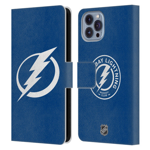 NHL Tampa Bay Lightning Plain Leather Book Wallet Case Cover For Apple iPhone 14
