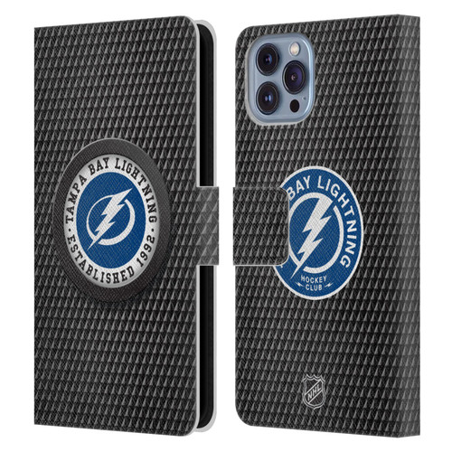 NHL Tampa Bay Lightning Puck Texture Leather Book Wallet Case Cover For Apple iPhone 14
