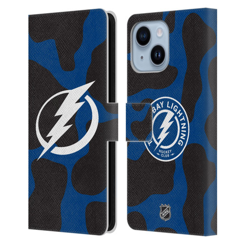 NHL Tampa Bay Lightning Cow Pattern Leather Book Wallet Case Cover For Apple iPhone 14 Plus