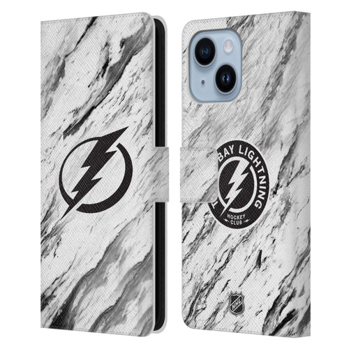 NHL Tampa Bay Lightning Marble Leather Book Wallet Case Cover For Apple iPhone 14 Plus