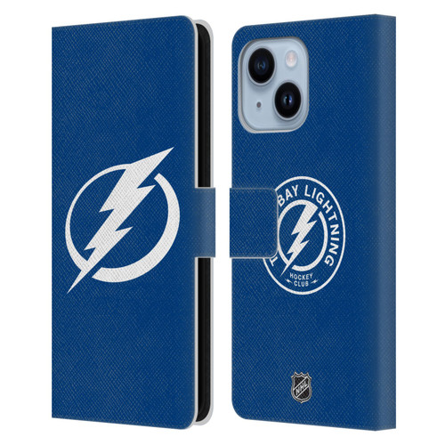 NHL Tampa Bay Lightning Plain Leather Book Wallet Case Cover For Apple iPhone 14 Plus
