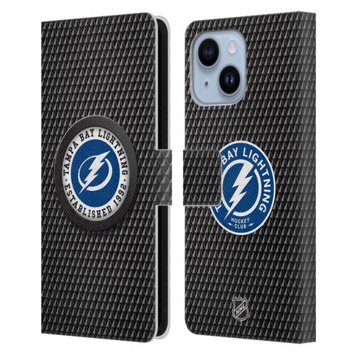 NHL Tampa Bay Lightning Puck Texture Leather Book Wallet Case Cover For Apple iPhone 14 Plus
