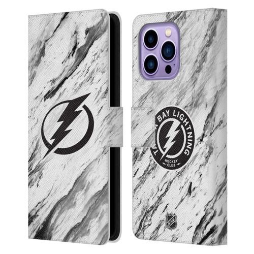 NHL Tampa Bay Lightning Marble Leather Book Wallet Case Cover For Apple iPhone 14 Pro Max