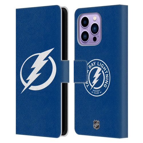 NHL Tampa Bay Lightning Plain Leather Book Wallet Case Cover For Apple iPhone 14 Pro Max