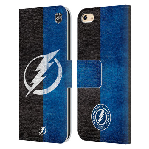 NHL Tampa Bay Lightning Half Distressed Leather Book Wallet Case Cover For Apple iPhone 6 / iPhone 6s