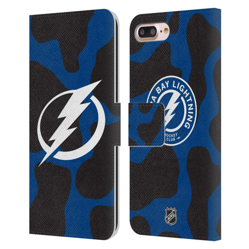 NHL Tampa Bay Lightning Cow Pattern Leather Book Wallet Case Cover For Apple iPhone 7 Plus / iPhone 8 Plus