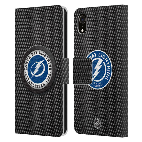 NHL Tampa Bay Lightning Puck Texture Leather Book Wallet Case Cover For Apple iPhone XR
