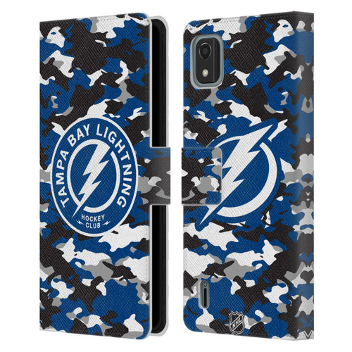 NHL Tampa Bay Lightning Camouflage Leather Book Wallet Case Cover For Nokia C2 2nd Edition