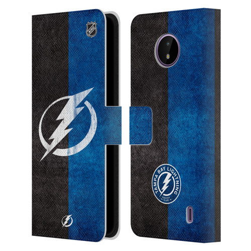 NHL Tampa Bay Lightning Half Distressed Leather Book Wallet Case Cover For Nokia C10 / C20