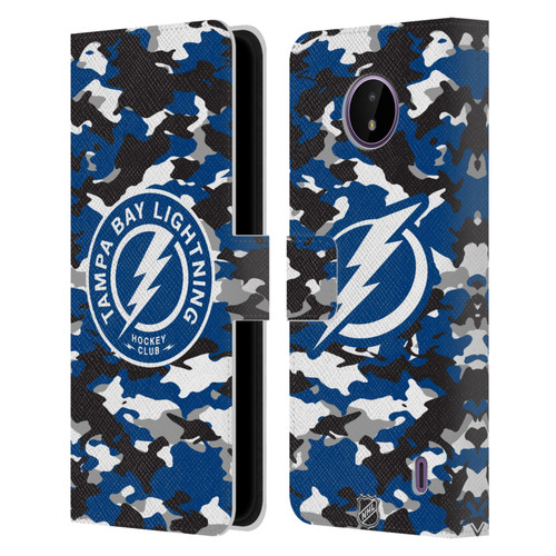 NHL Tampa Bay Lightning Camouflage Leather Book Wallet Case Cover For Nokia C10 / C20