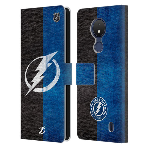 NHL Tampa Bay Lightning Half Distressed Leather Book Wallet Case Cover For Nokia C21