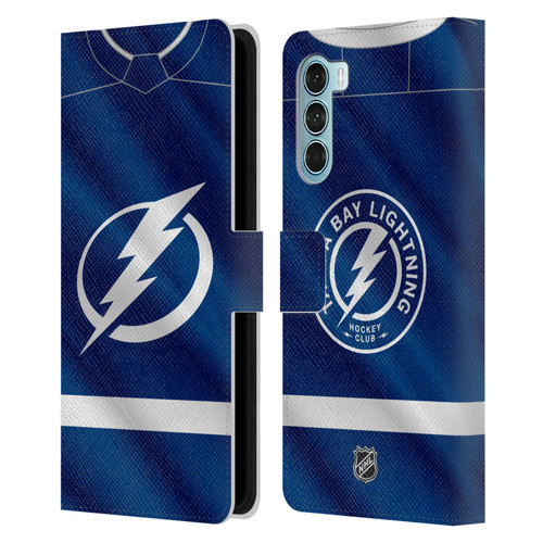 NHL Tampa Bay Lightning Jersey Leather Book Wallet Case Cover For Motorola Edge S30 / Moto G200 5G