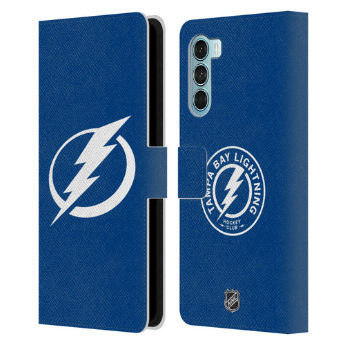 NHL Tampa Bay Lightning Plain Leather Book Wallet Case Cover For Motorola Edge S30 / Moto G200 5G
