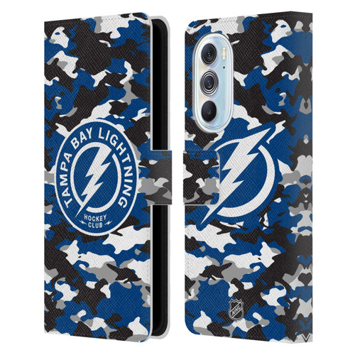 NHL Tampa Bay Lightning Camouflage Leather Book Wallet Case Cover For Motorola Edge X30