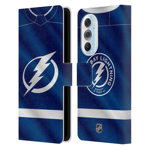 NHL Tampa Bay Lightning Jersey Leather Book Wallet Case Cover For Motorola Edge X30