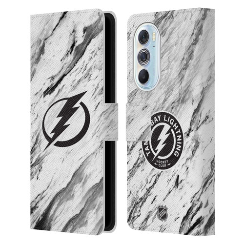 NHL Tampa Bay Lightning Marble Leather Book Wallet Case Cover For Motorola Edge X30