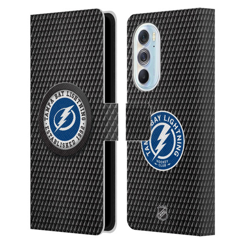 NHL Tampa Bay Lightning Puck Texture Leather Book Wallet Case Cover For Motorola Edge X30