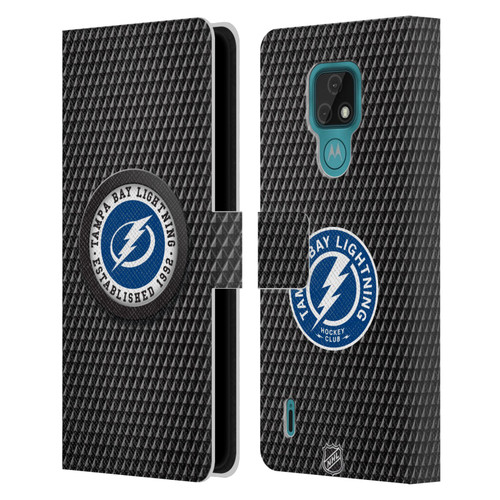 NHL Tampa Bay Lightning Puck Texture Leather Book Wallet Case Cover For Motorola Moto E7