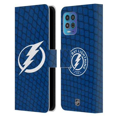 NHL Tampa Bay Lightning Net Pattern Leather Book Wallet Case Cover For Motorola Moto G100