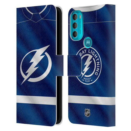 NHL Tampa Bay Lightning Jersey Leather Book Wallet Case Cover For Motorola Moto G71 5G