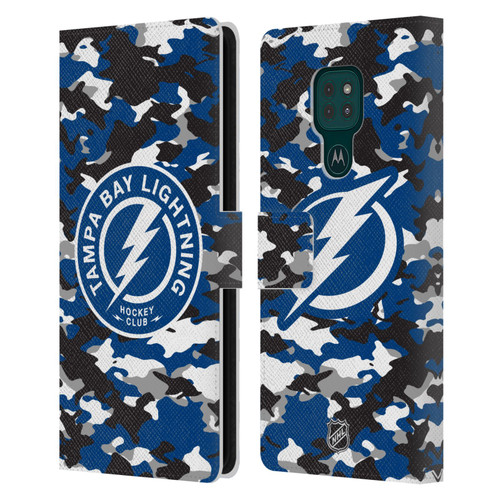 NHL Tampa Bay Lightning Camouflage Leather Book Wallet Case Cover For Motorola Moto G9 Play