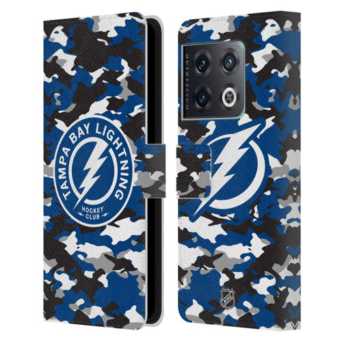 NHL Tampa Bay Lightning Camouflage Leather Book Wallet Case Cover For OnePlus 10 Pro