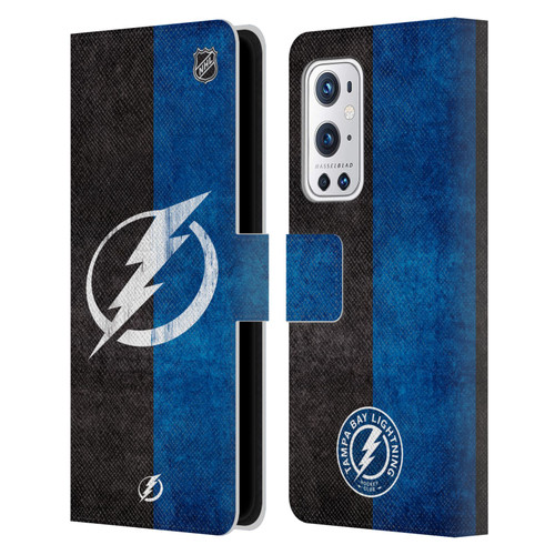 NHL Tampa Bay Lightning Half Distressed Leather Book Wallet Case Cover For OnePlus 9 Pro