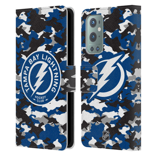 NHL Tampa Bay Lightning Camouflage Leather Book Wallet Case Cover For OnePlus 9