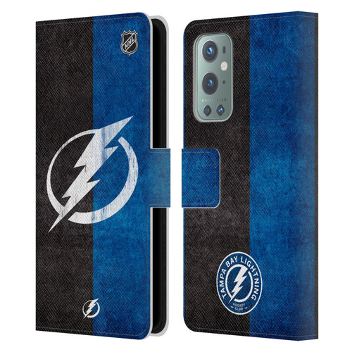 NHL Tampa Bay Lightning Half Distressed Leather Book Wallet Case Cover For OnePlus 9