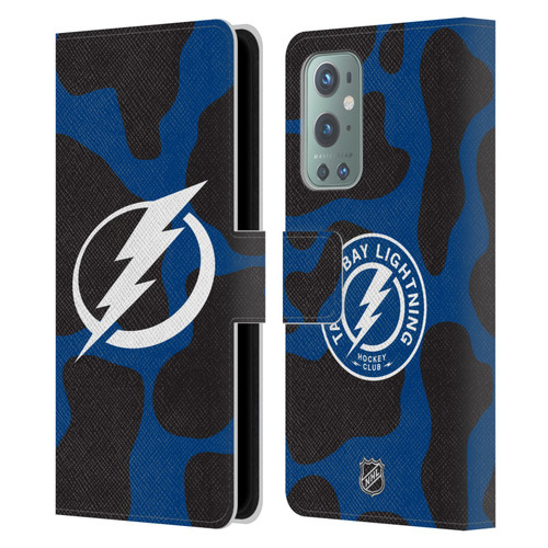 NHL Tampa Bay Lightning Cow Pattern Leather Book Wallet Case Cover For OnePlus 9