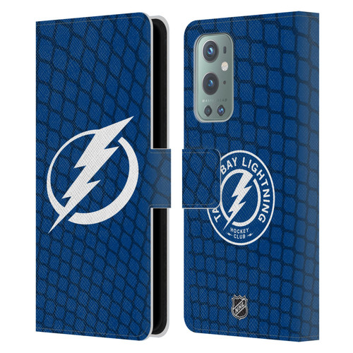 NHL Tampa Bay Lightning Net Pattern Leather Book Wallet Case Cover For OnePlus 9