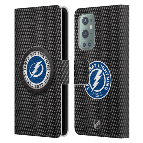 NHL Tampa Bay Lightning Puck Texture Leather Book Wallet Case Cover For OnePlus 9