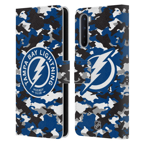 NHL Tampa Bay Lightning Camouflage Leather Book Wallet Case Cover For OnePlus Nord 5G