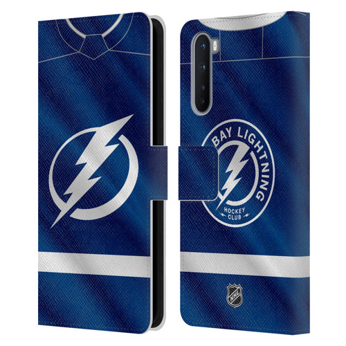 NHL Tampa Bay Lightning Jersey Leather Book Wallet Case Cover For OnePlus Nord 5G