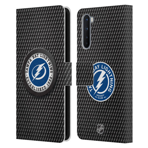 NHL Tampa Bay Lightning Puck Texture Leather Book Wallet Case Cover For OnePlus Nord 5G