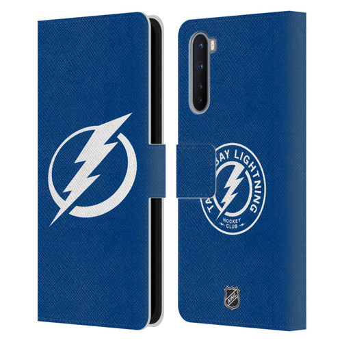 NHL Tampa Bay Lightning Plain Leather Book Wallet Case Cover For OnePlus Nord 5G
