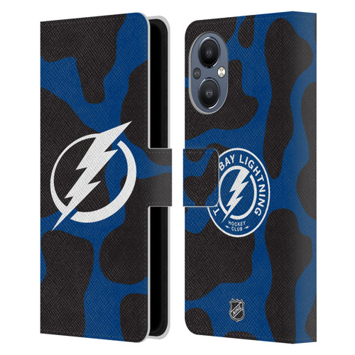 NHL Tampa Bay Lightning Cow Pattern Leather Book Wallet Case Cover For OnePlus Nord N20 5G