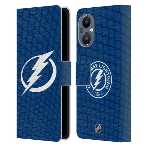 NHL Tampa Bay Lightning Net Pattern Leather Book Wallet Case Cover For OnePlus Nord N20 5G