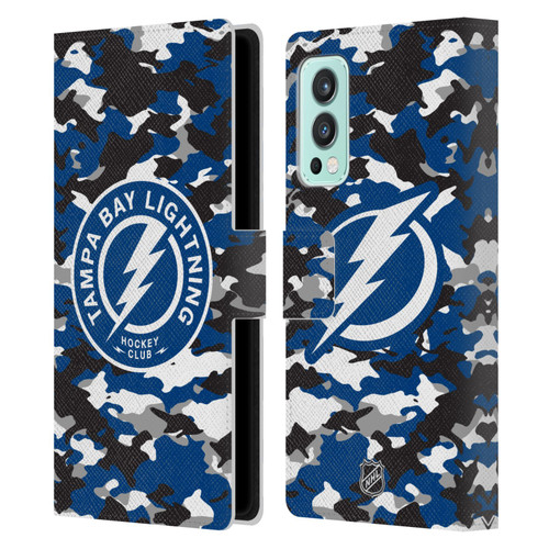 NHL Tampa Bay Lightning Camouflage Leather Book Wallet Case Cover For OnePlus Nord 2 5G