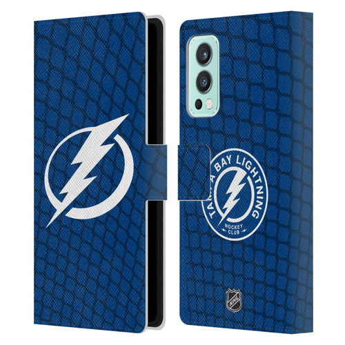 NHL Tampa Bay Lightning Net Pattern Leather Book Wallet Case Cover For OnePlus Nord 2 5G