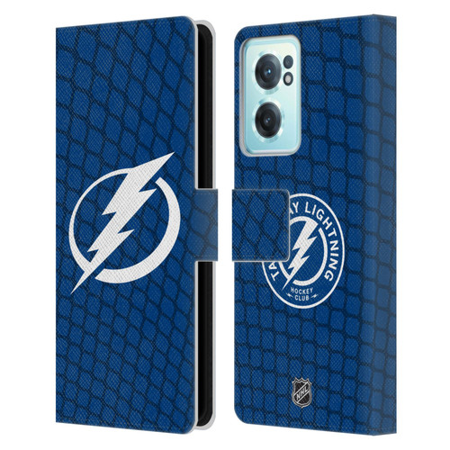 NHL Tampa Bay Lightning Net Pattern Leather Book Wallet Case Cover For OnePlus Nord CE 2 5G