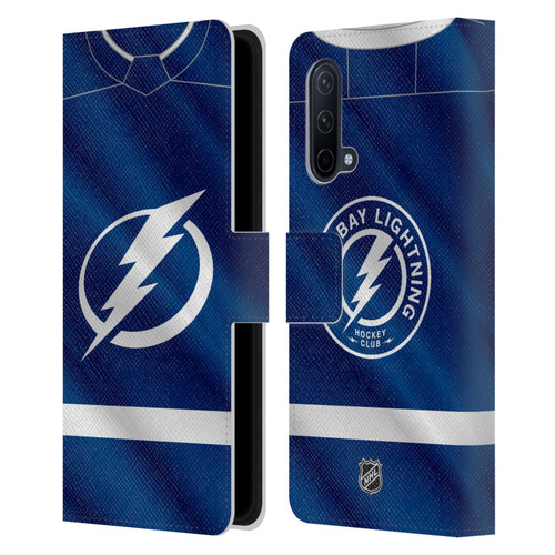 NHL Tampa Bay Lightning Jersey Leather Book Wallet Case Cover For OnePlus Nord CE 5G