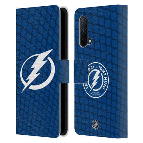 NHL Tampa Bay Lightning Net Pattern Leather Book Wallet Case Cover For OnePlus Nord CE 5G