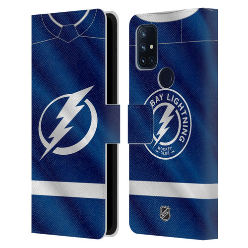 NHL Tampa Bay Lightning Jersey Leather Book Wallet Case Cover For OnePlus Nord N10 5G