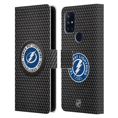 NHL Tampa Bay Lightning Puck Texture Leather Book Wallet Case Cover For OnePlus Nord N10 5G