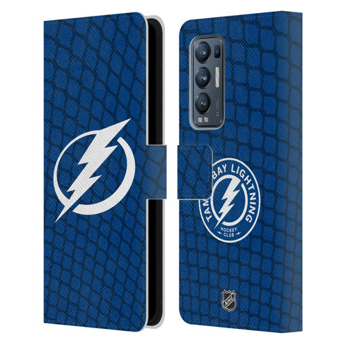 NHL Tampa Bay Lightning Net Pattern Leather Book Wallet Case Cover For OPPO Find X3 Neo / Reno5 Pro+ 5G