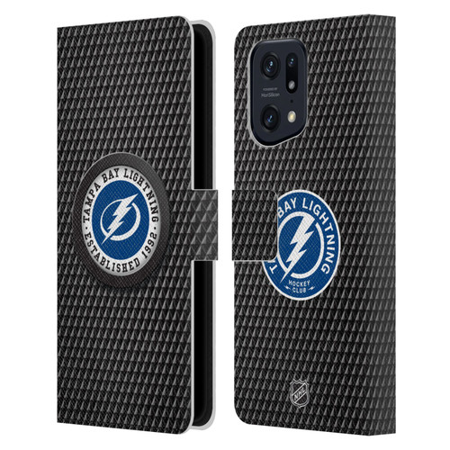 NHL Tampa Bay Lightning Puck Texture Leather Book Wallet Case Cover For OPPO Find X5 Pro