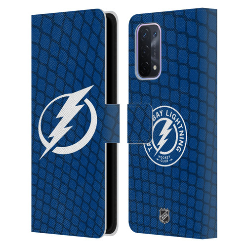 NHL Tampa Bay Lightning Net Pattern Leather Book Wallet Case Cover For OPPO A54 5G